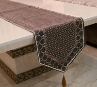 GROKI High Quality Embroidred Cotton Cloth Table Runner( Size16X72 Inch) For Home /Office / Living Room - Brown